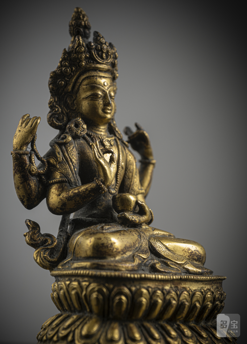 A gilt-bronze of a four-armed Bodhisattva - 图4